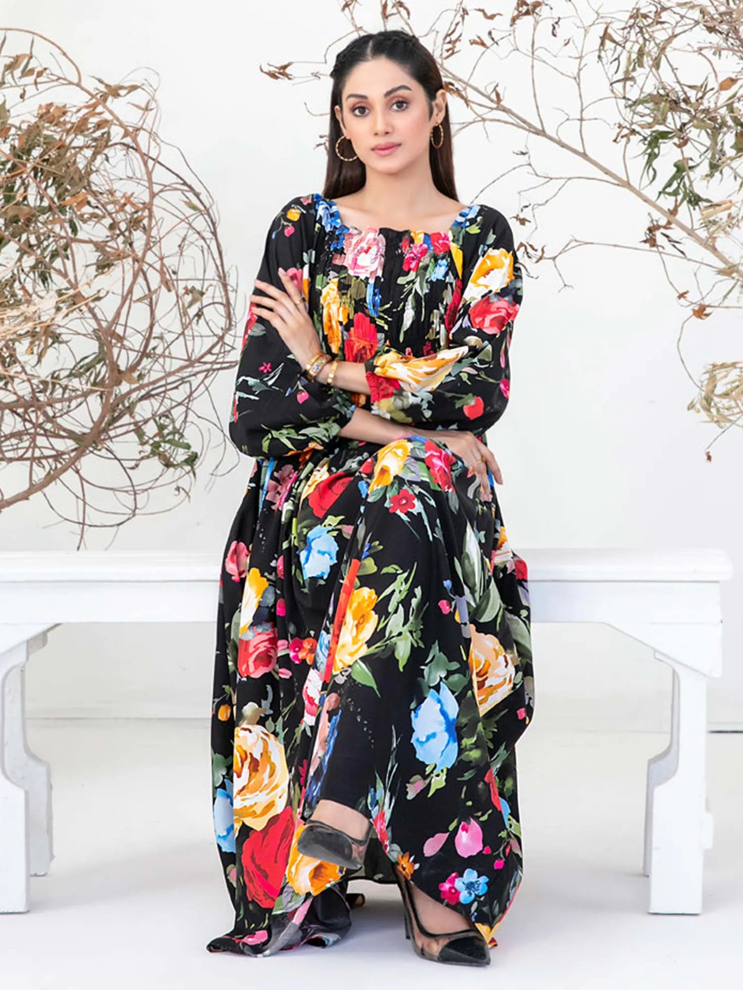 Tawakkal "Ameliana" Casual Staple Linen Maxi Dress (D3961) - Black